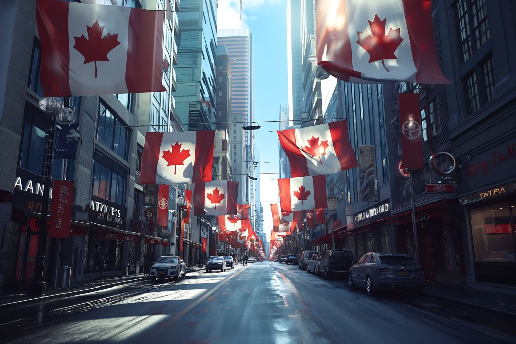 Canada-day-celebration-with-maple-leaf-symbol