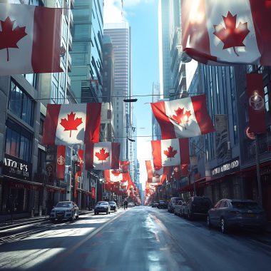 Canada-day-celebration-with-maple-leaf-symbol